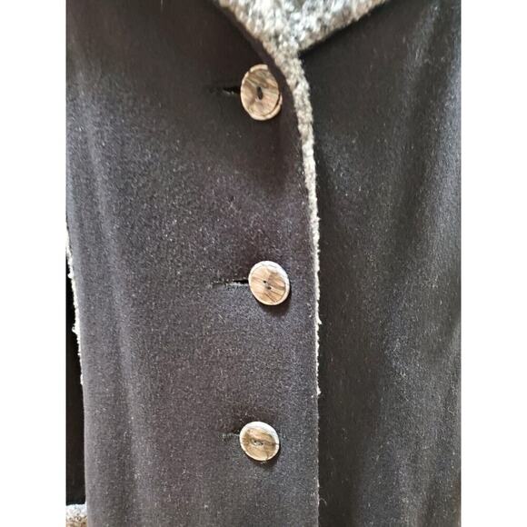 Vintage Madeline Women's Black Wool Long Sleeve Buttons Front Long Coat XL - Picture 3 of 11
